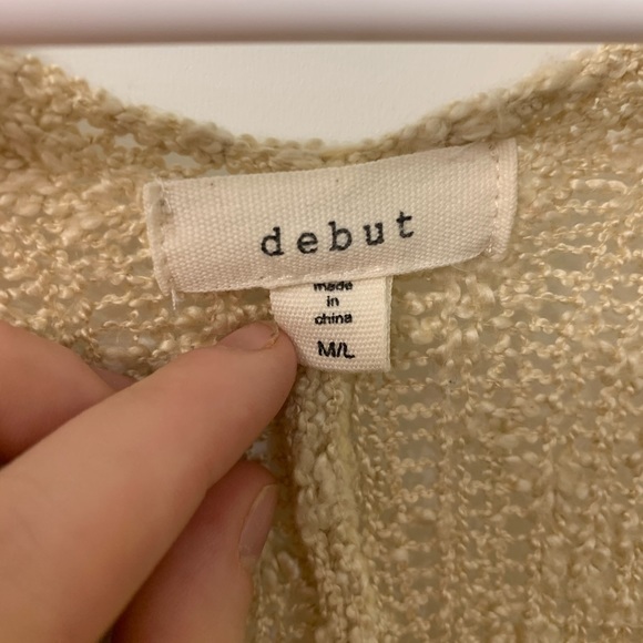 Knit Lace Bottom Cardigan‎ Tan Cream Boutique Debut - Picture 3 of 5